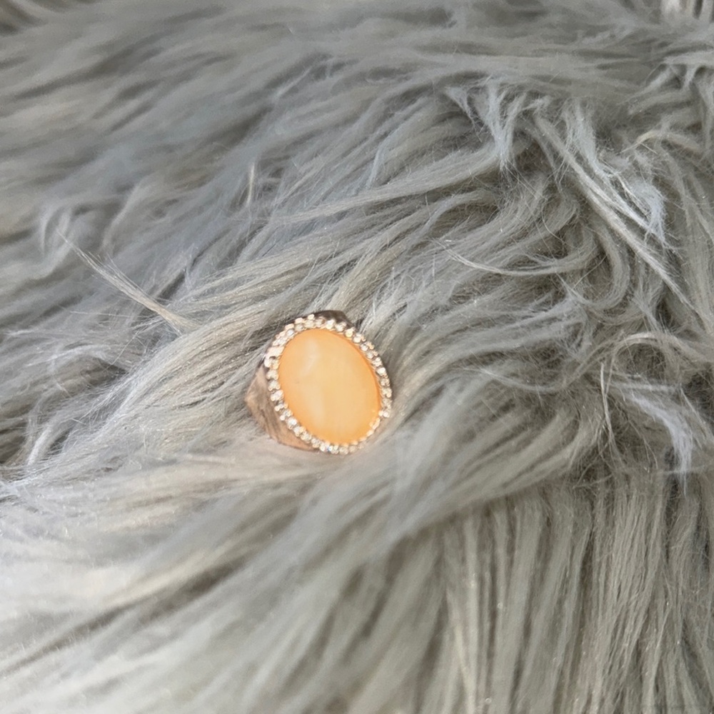 Faux rose gold ring with peach gemstone